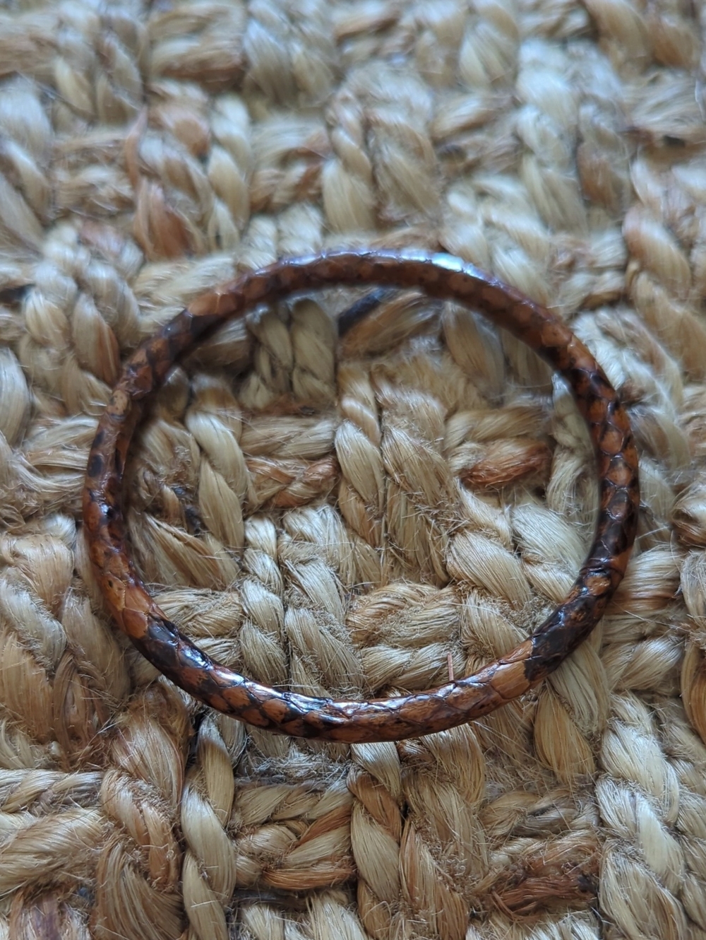 Vintage Snakeskin Style Slim Bangle Bracelet | Brown Reptile Print